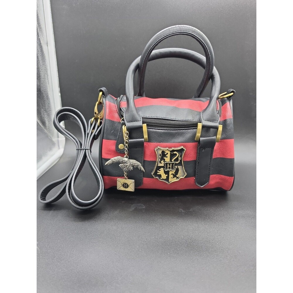 Bioworld Harry Potter Hogwarts Maroon Black Striped Barrel Satchel Crossbody Bag